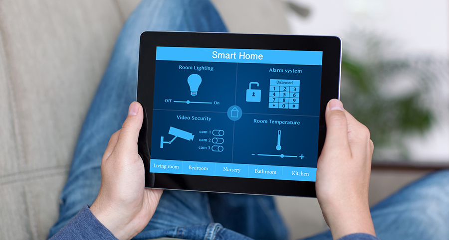 The ability to access and control security components from a mobile device is one of the top smart home trends in Myrtle Beach. Close-up of smart home security app.